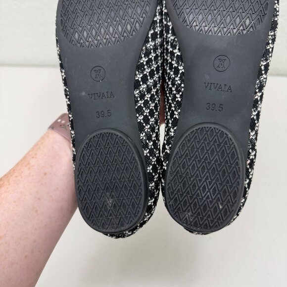 Vivaia Almond Toe Black Tweed Knit Slip On Ballet Flats Shoes Womens 39.5 US 8.5 - Picture 8 of 9
